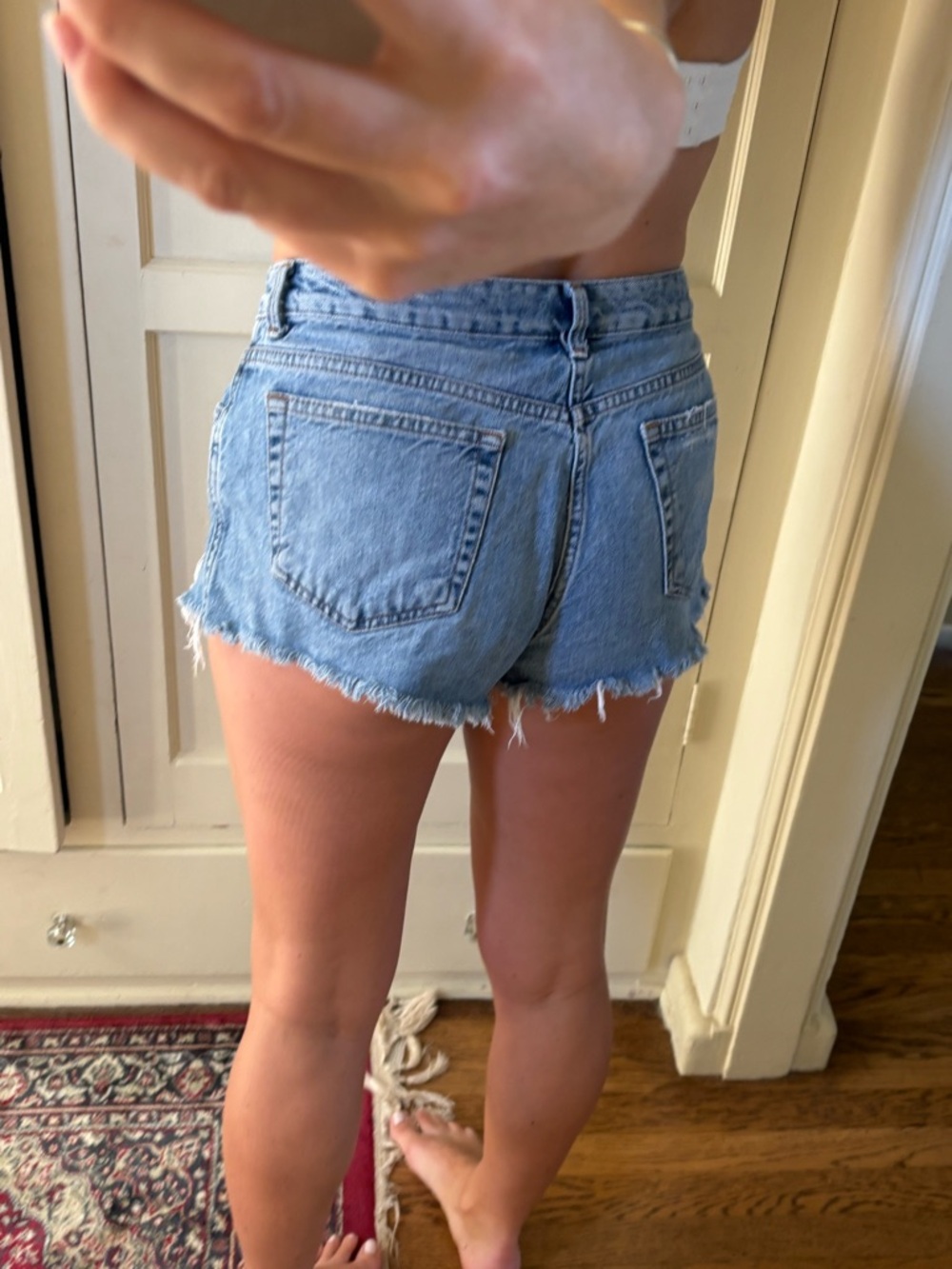 Topshop Cory Light Blue Frayed Denim Shorts